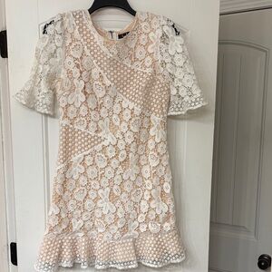 Lulus Floral Lace Dress with Ruffle Hem women’s size medium